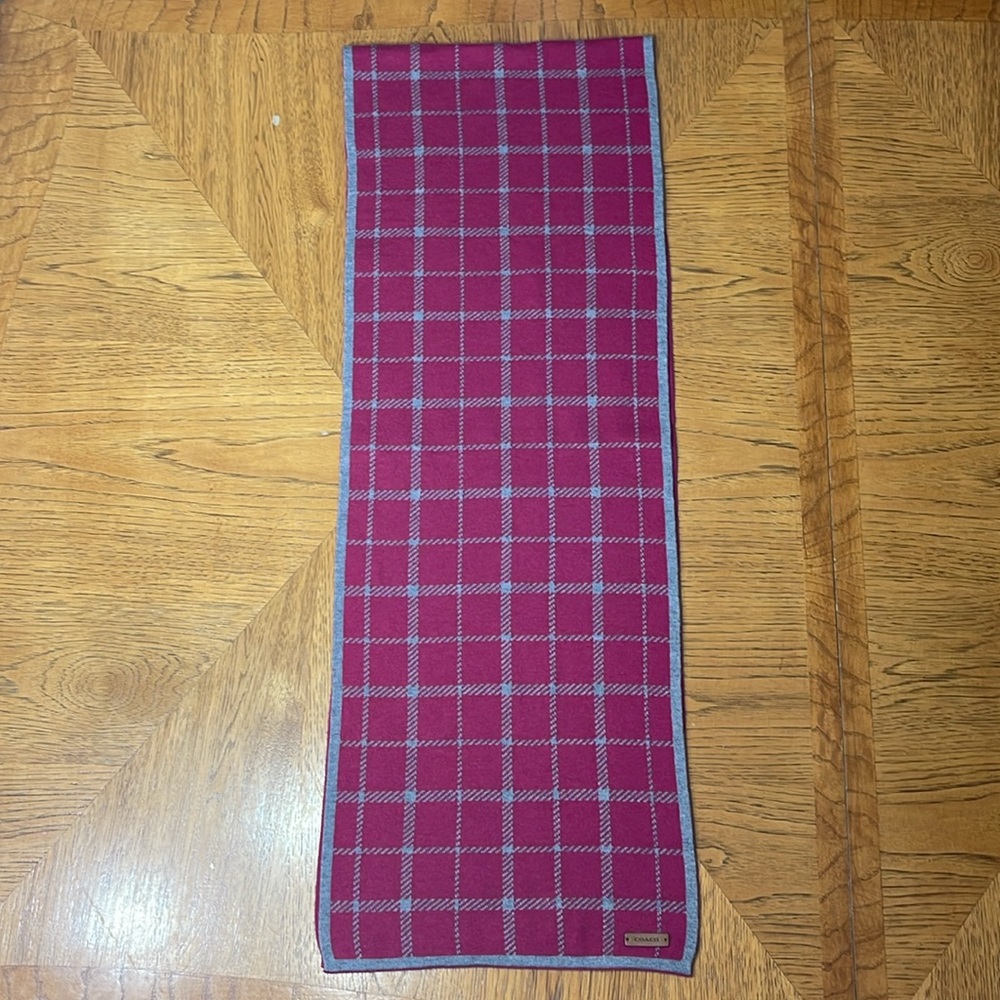 NWOT COACH REVERSIBLE TATTERSALL KNIT SCARF - Picture 5 of 8